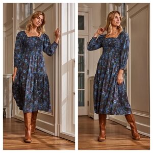 Summersalt The Countryside Poplin Smocked Midi Dress Organic Cotton